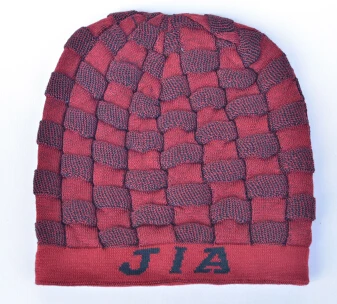 Высококачественные зимние шапочки вязаные шерстяные шапки плюс бархатная теплая меховая шапка gorro Балаклава шапки для женщин осенняя мужская шапочка из спандекса 6 цветов - Цвет: Красный
