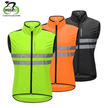 WOSAWE High Visibility Reflective Cycling Vest Sleeveless Breathable Men MTB Windproof Road Bike Clothing Wind Coat Safety Vest wosawe windproof cycling jackets men women riding waterproof cycle clothing bike long sleeve jerseys sleeveless vest wind coat