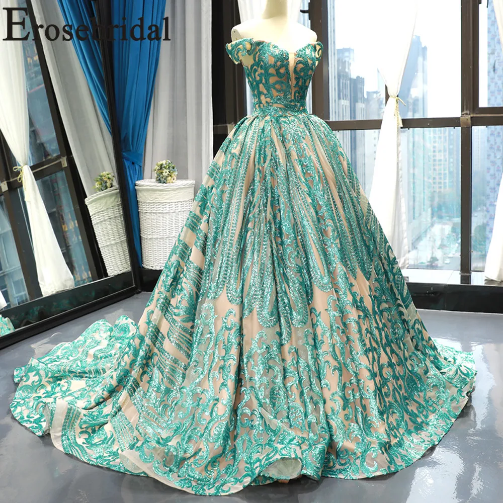 Erosebridal бисерное Зеленое Длинное винтажное вечернее платье 2019 с часовым шлейфом
