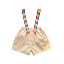 Комбинезоны для маленьких мальчиков, шорты, Радужный цвет, на бретелях, красивые детские шорты, повседневный стиль, хлопковые детские шорты цвета хаки