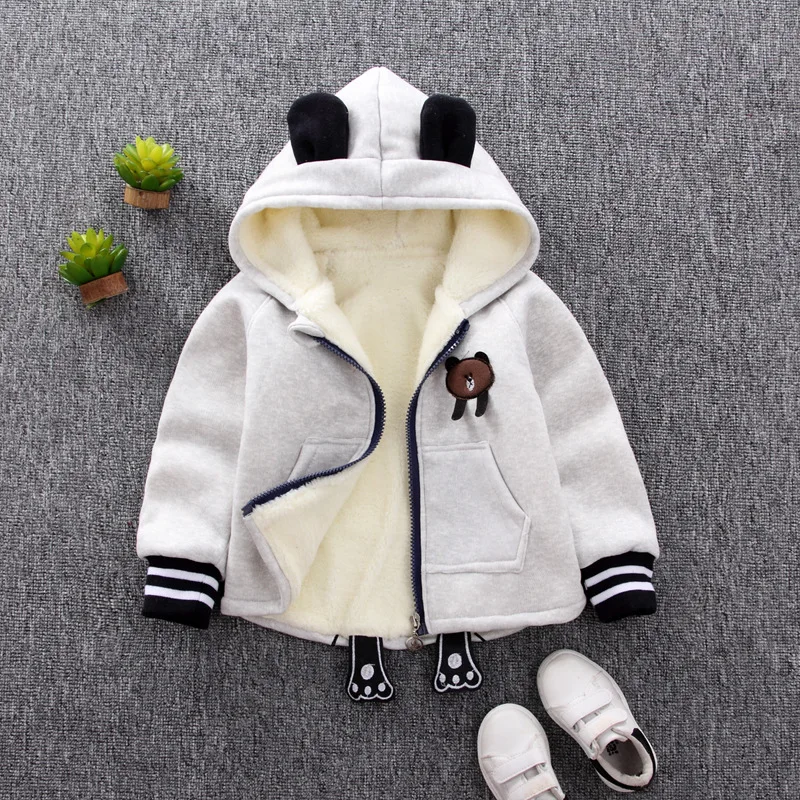 Зимний толстый шерстяной топик для мальчиков младенцев, верхняя одежда, куртки, детская верхняя одежда, куртка, пальто - Цвет: gray parkas