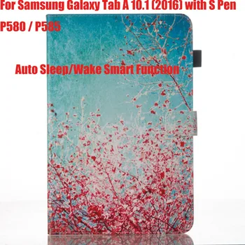 

Flip Protective Shell Printed Smart Case For Samsung Galaxy Tab A 10.1 (2016) with S Pen P580 /P585 Tablet Cover Case Capa Funda