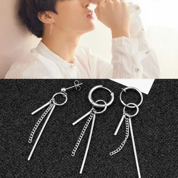 

1pc Punk Style Tassel Earrings JIMIN Stud Earrings Korean Fashion Jewelry Accessories For Mens And Womens Earring wholesale
