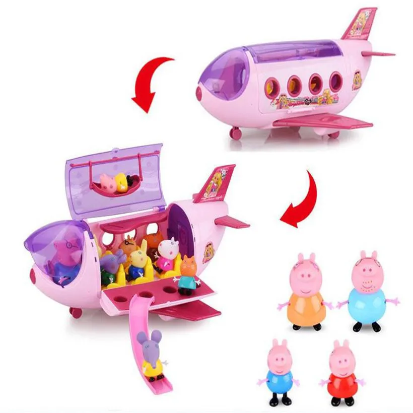 

Peppa pig New Aircraft Family for Kid Full range of roles Figure Original A variety friends plush Peppa Soft Head Doll car Toys