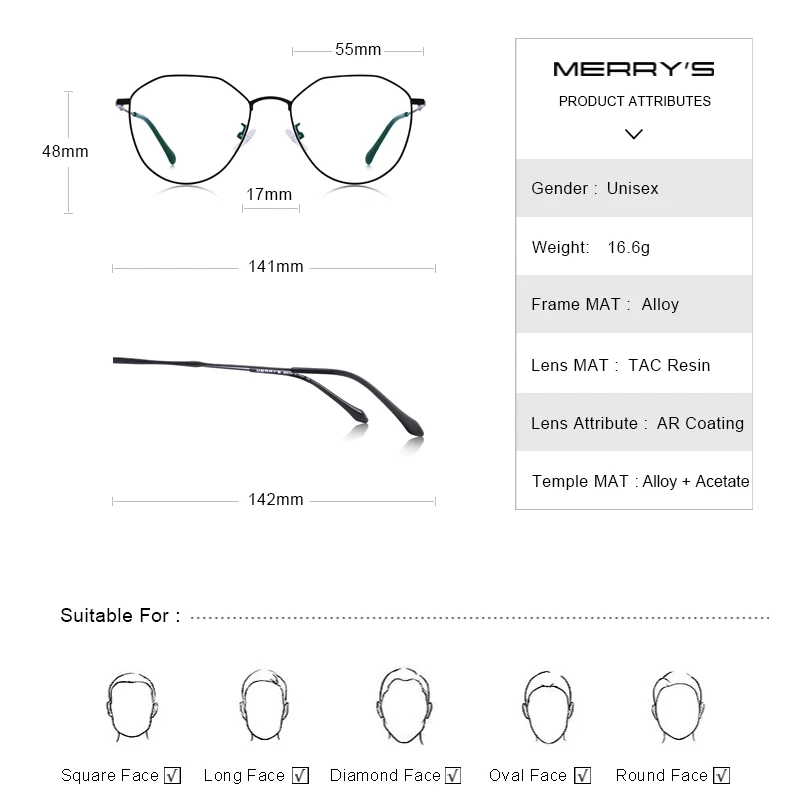 MERRYS дизайн женские модные трендовые очки оправа Унисекс Близорукость рецепт оптические очки S2017