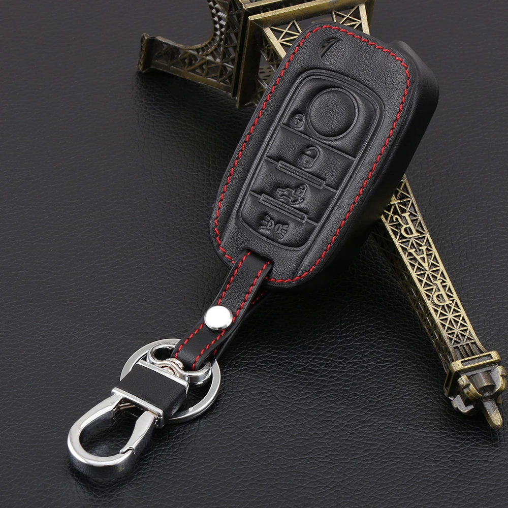 

Leather key FOB shell shell leather cover For FIAT Toro 500X nuovo grazie remote control keyless 4 button accessories