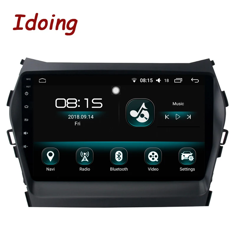 Best Idoing 9"4G+64G 2.5D IPS Octa Core Car Android 8.0 Radio Player Fit Hyundai IX45 2015-2017 Built-in GPS Navigation and GLONASS 1