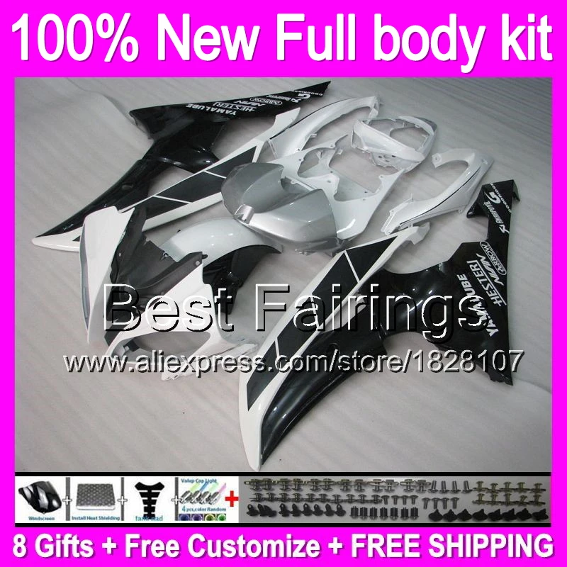 

Fairing For YAMAHA YZFR6 08 09 10 11 12 YZF600 Black white B067 YZF-R6 YZF R6 2008 2009 2010 2011 2012 black silver +decals