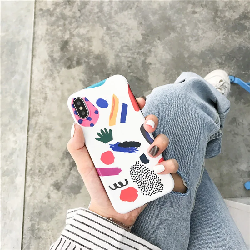 

Abstract Art Painted Phone Case For iphone X XS XS Max Case For iphone 6 6S 7 8 Plus Cartoon Graffiti Cover Fashion Soft Cases