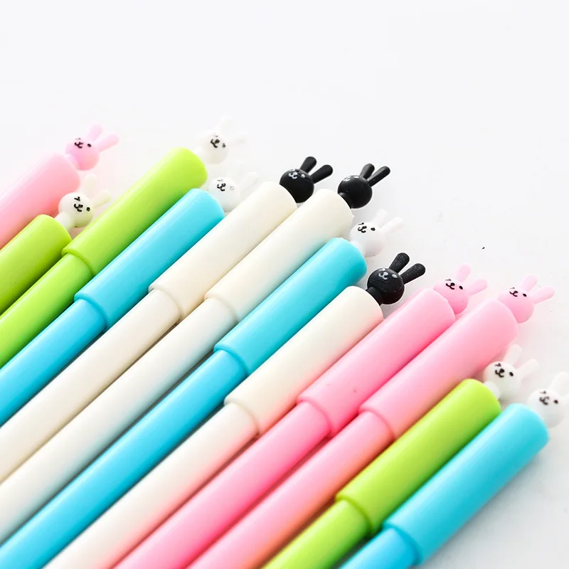 

(4 pieces/lot) Kawaii Pens Bunny Gel Pen Erasable Stationery Cute Cartoon Black Ink Pen