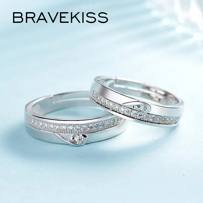 BRAVEKISS крошечные сердце кубический циркон Регулируемый изысканное кольцо набор