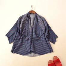 Miyake складка одежды полосатый жакет и свободная шаль кардиган Плиссированное пальто