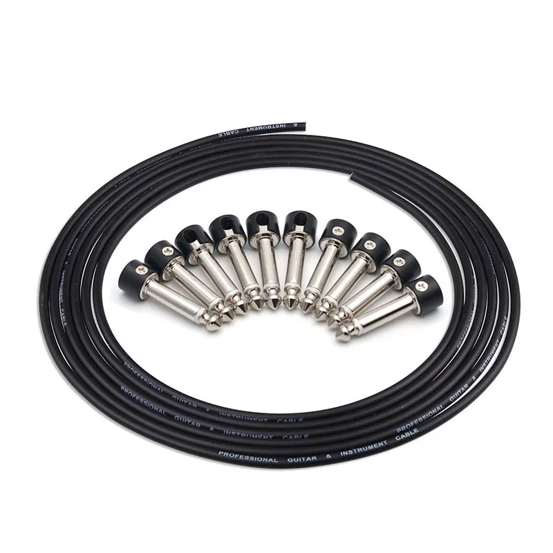10 Solderless Connections Design Guitar Cable DIY Guitar Pedal Patch Cable kit Black Cap Plug 3M Cable