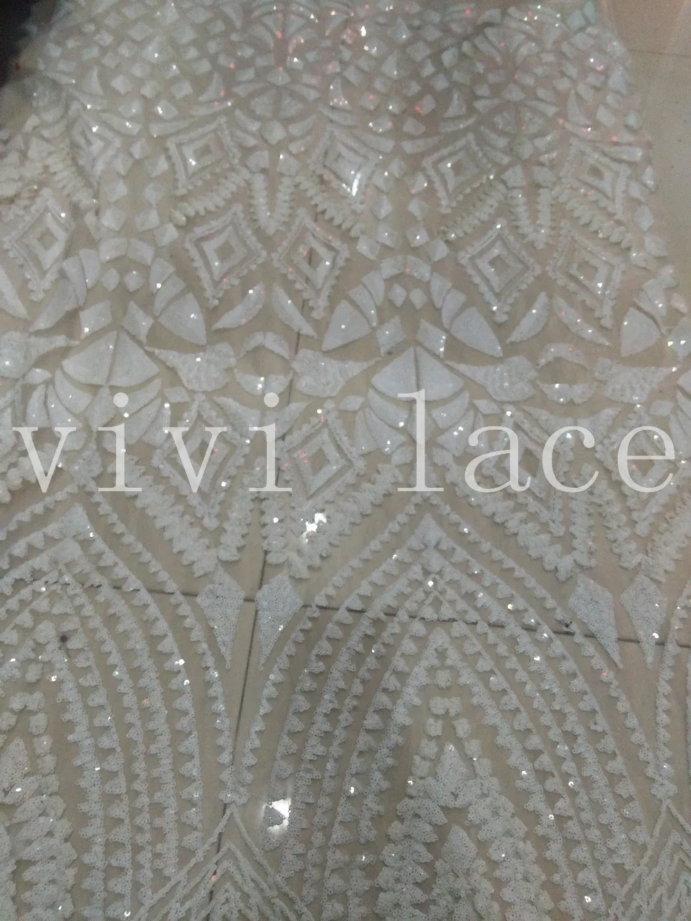 

5yards JL036 offwhite paillette sequin embroidery tulle mesh african lace for wedding dress/evening dress