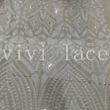 5 ярдов jl036 offwhite блестка вышивки тюль сетка африканский шнурок для торжественное платье/вечернее платье