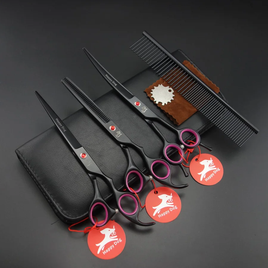 

7" Professional Pet Grooming Scissors set,Straight & Thinning & Curved scissors set,grooming shears,sharp edge,D589