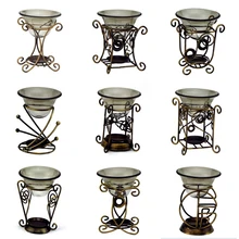 Ретро железная курильница Арома печь с свечи масла горелки стекло блюдо эфирные масла инструменты для свадебной вечеринки декор