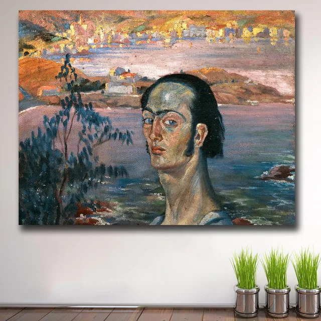 Salvador Dali Self Portrait with Raphaelesque Neck Printed on Canvas