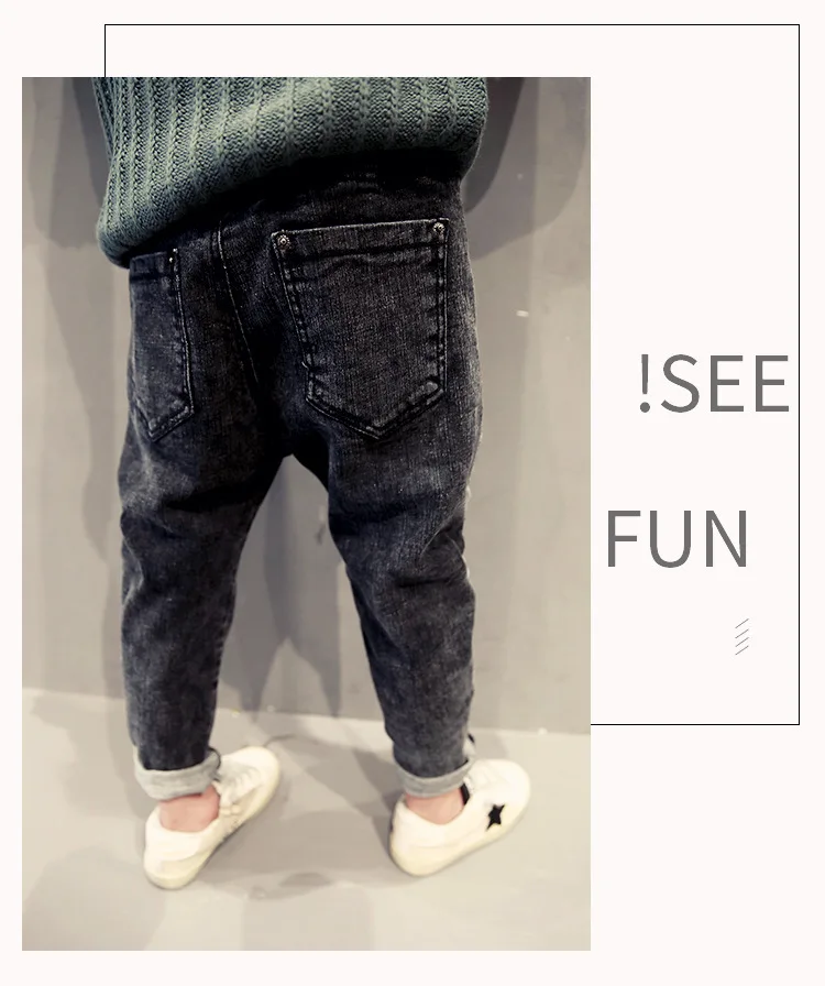 Новые весенние джинсы для мальчиков детские повседневные однотонные свободные со средней талией узкие брюки