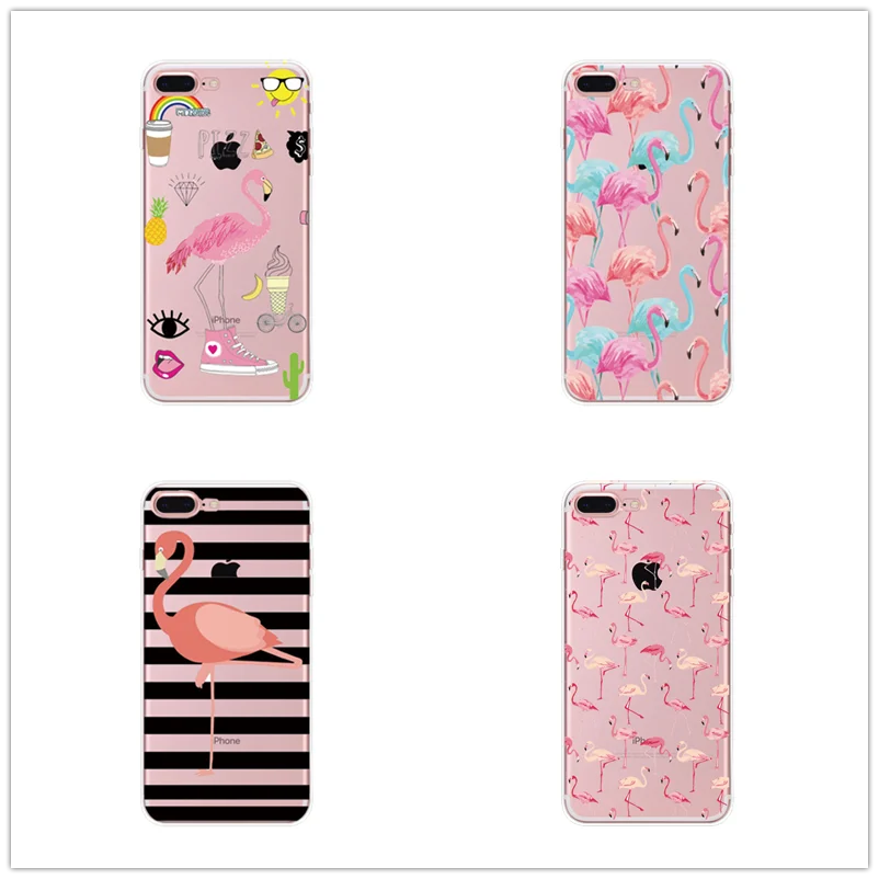 

For Apple Iphone X 5 5s Se 6 6splus 7 8 Plus Fruit Perfume Bottle Flamingo Silicon Transparent Novelty Fundas Phone Case Cover