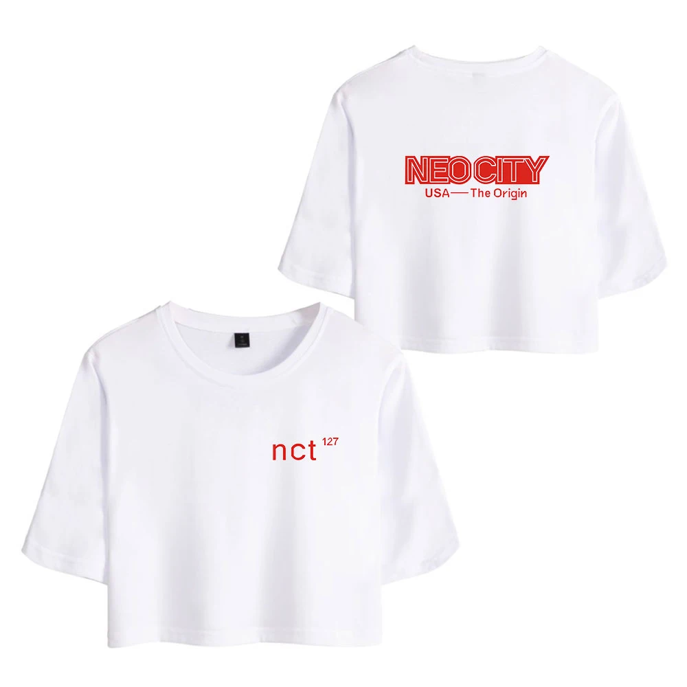 Нео-Сити, Сеульское производство, Летняя женская одежда Nct 127 Kpop, базовые футболки, качественная уличная одежда с коротким рукавом, пупок, повседневная одежда с круглым вырезом