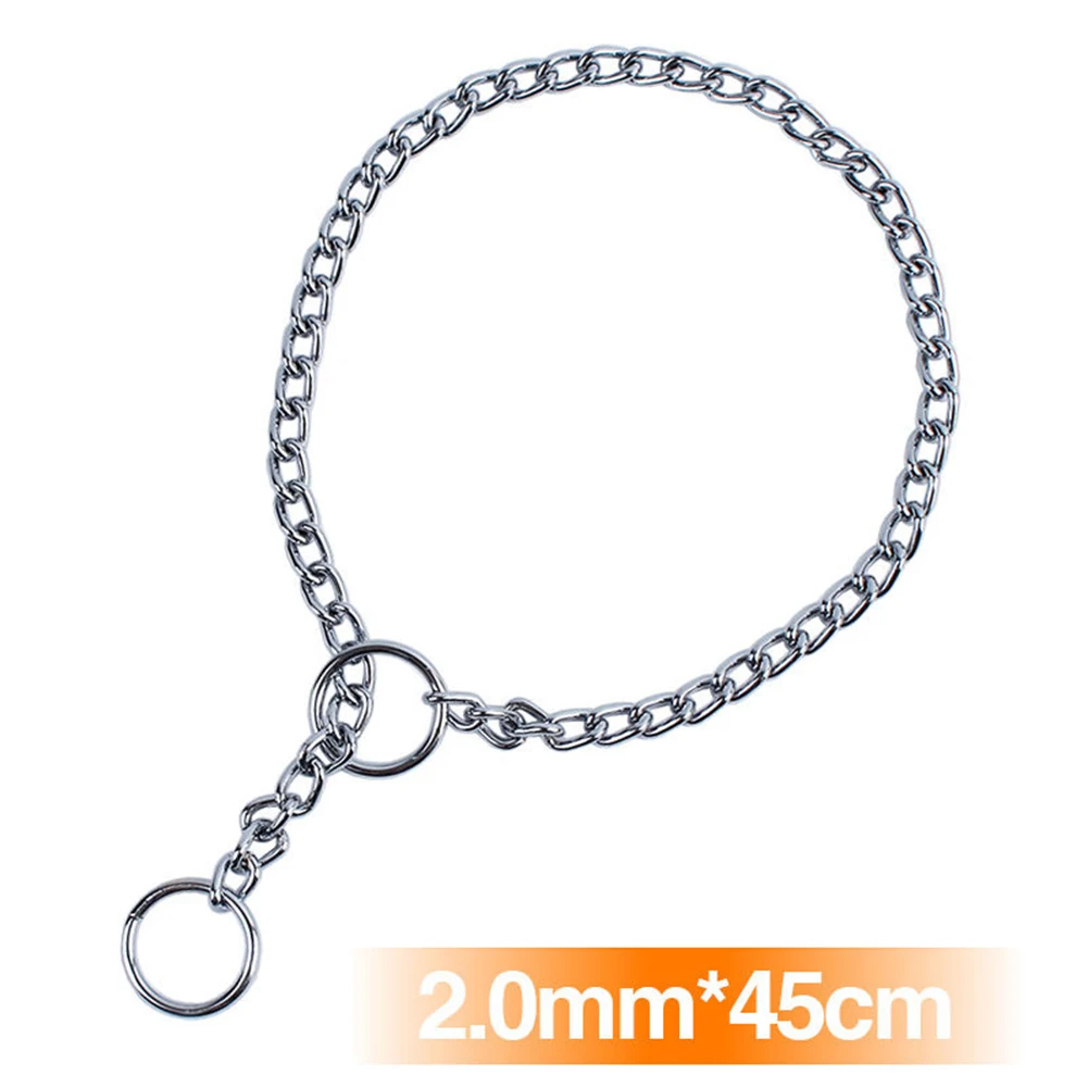 Metal Stainless Steel Chain Dog Collar Double Row Chrome Plated Choke
