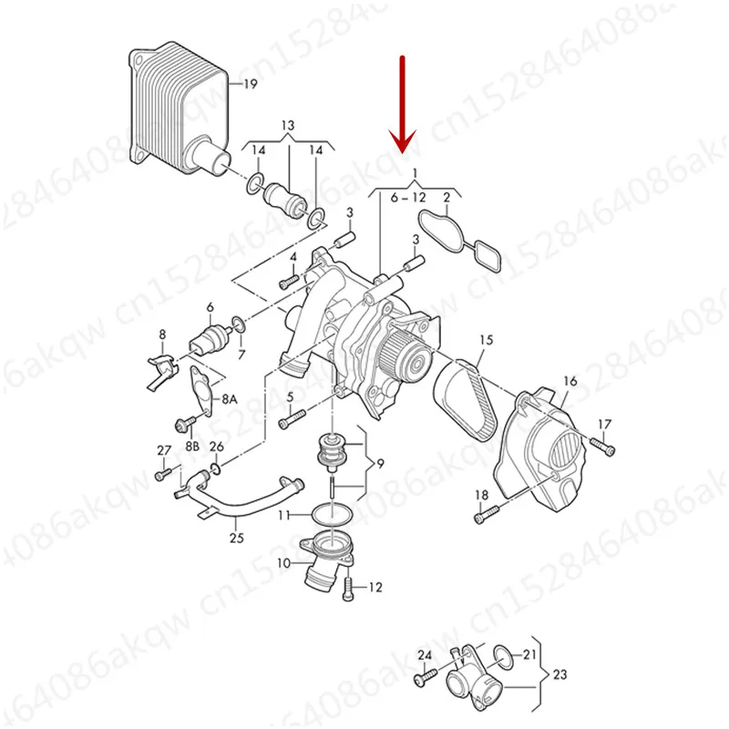 Двигатель насос для охладителя воды 2007Vol ksw возраст nTi gua nMa got anP ass at2019 A4L Q5 CC 1 8 2 0 T
