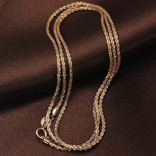 

Fine Real Au750 18K Rose Gold Chain 1.3mm Full Star Link Necklace 20inch