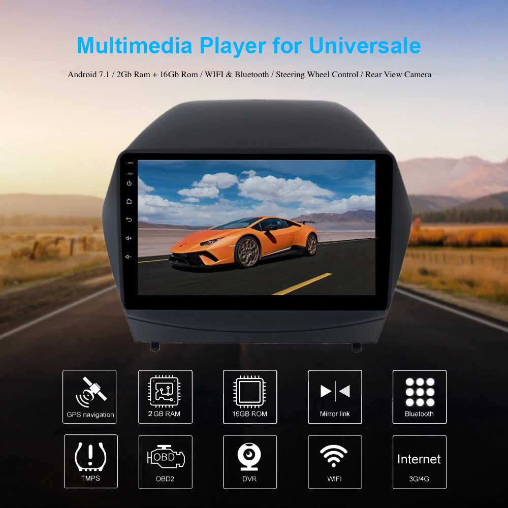Dasaita 1 din автомобильное радио для hyundai IX35 Tucson Android 7 Кассетный рекордер навигация wifi