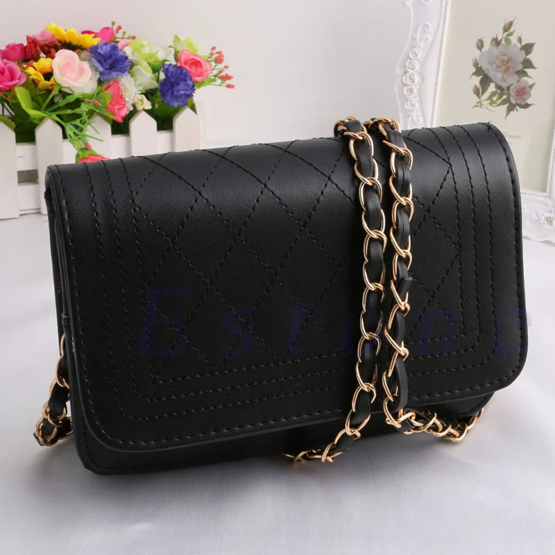 

THINKTHENDO 2017 Fashion Women Girls Small Chain Quilted Shoulder Cross Body Bag 2 Colors