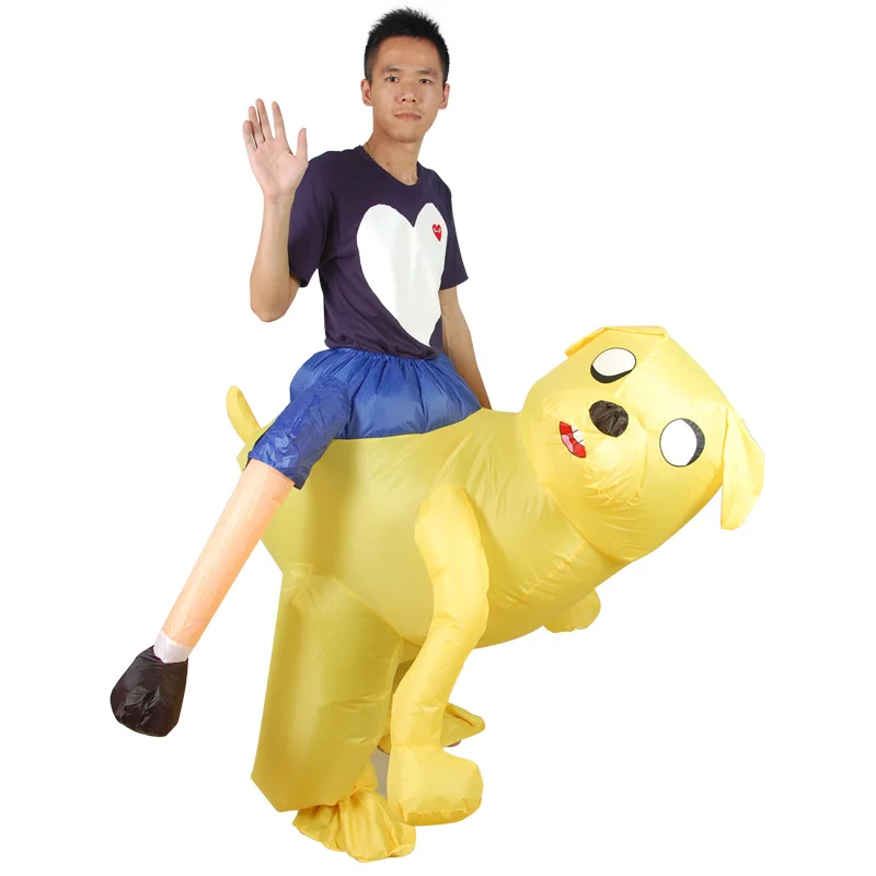 Inflatable Yellow Dog Costume Cosplay for Men Women Ride on Dog Mascot