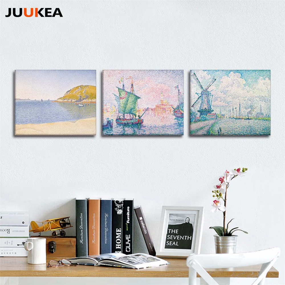 

Canvas Art Print Painting Poster, Paul Signac Pastoral Pointillism Art Classic Wall Pictures For Living Room Home Decoration
