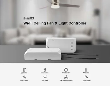 

SONOFF IFan03 Wifi Smart Fan Switch Celling Fan/Light Controller 433 RF/APP/Voice Remote Control Adjust Speed Smart Home Module
