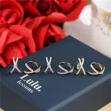 Модные маленькие женские серьги-каффы с крестиком, женские серьги-каффы на клипсах, микро серьги с фианитами, женские серьги