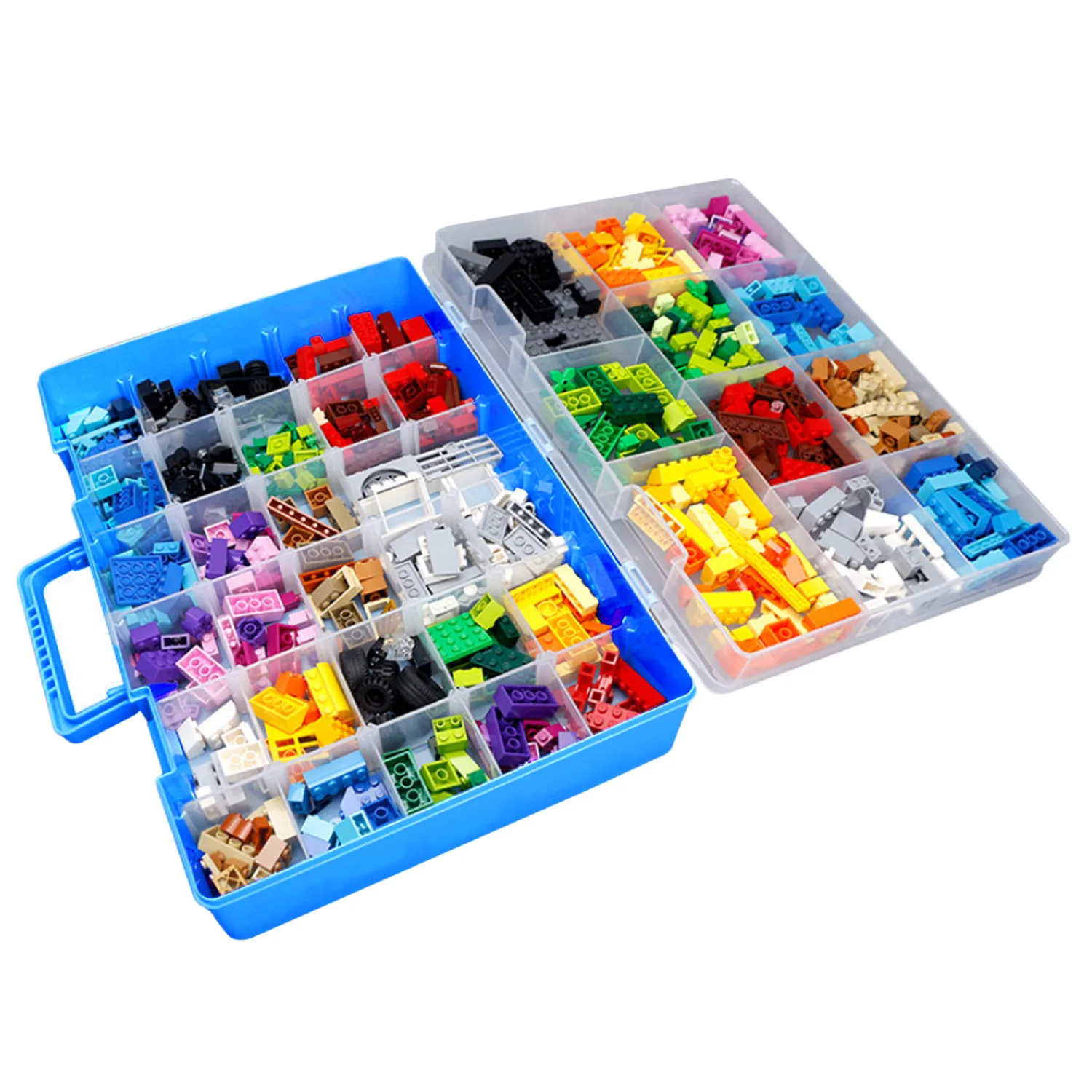 

Besegad 2-Layer 59-Grids Large Transparent Plastic Building Block Organizer Storage Box Container for Kid Collection Block Beads