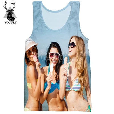 YOJULY унисекс модные 3d печати Топы Для мужчин Для женщин летние пляжные спортивные Фитнес Повседневное уличной сексуальные красоты модель жилет VE02 - Цвет: Vest
