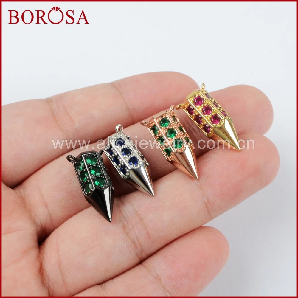 BOROSA Золотой/серебристый/черный/розовый медные золотистого цвета Pave Bullet CZ камень