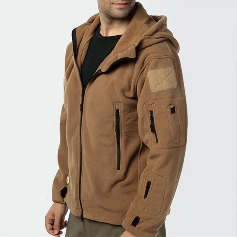  US Military Fleece Tactical Jacket Men Thermal Outdoors Polartec Warm Hooded Coat Militar Softshell