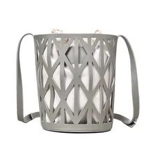 Women's Drawstring Bucket Bag 2019 Mini PU Leather Hollow Crossbody Bag Women's Shoulder Bag Lady Handbag Solid Color Women's Drawstring Bucket Bag 2019 Mini PU Leather Hollow Crossbody Bag Women's Shoulder Bag Lady Handbag Solid Color