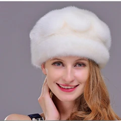 HM020 зимние шапки для женщин натуральная норковая меховая шапка женские зимние шапки цельные норковые меховые шапки - Цвет: white