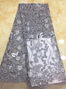 

African Tulle Lace Fabric 2018 African French Lace Fabric High Quality With Sequins Nigerian Embroidery Tulle French Lace X11