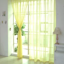 Dreamful чистый желтый прозрачный занавес для французского окна моющийся вуаль подзоры легкий драпировка отвесный Тюль двери занавес