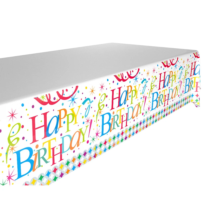 

132*220cm Happy Birthday printed Lovely Tablecloth Disposable Cartoon Table cover for adult child Birthday Party Supplies&decor