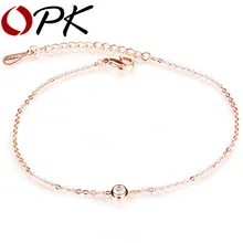 OPK AAA+ кубический цирконий женские ножные браслеты повседневные/спортивные цвета розового золота из нержавеющей стали женский ювелирный браслет на лодыжку GZ013