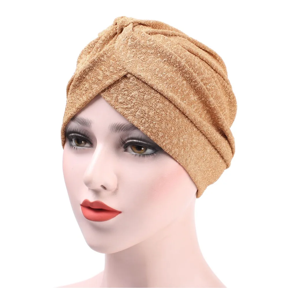 

New Rhinestone Embellishment Simple Muslim Turban Cap For Women Skullies Beanies Hats Girl Headwear Female Hair Accessories