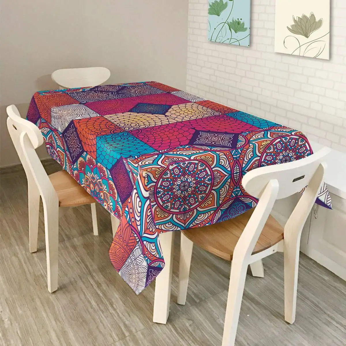 

Waterproof Oilproof Square Cover Lilac Bouquet Vinyl Tablecloth Party Table Cloth Starry Sky Digital Cover For Kitchen Table