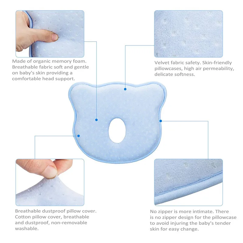 Travesseiro para Recém-nascidos em Espuma de Memória para Evitar Síndrome de Plagiocephaly Coisas do Bebê Yooap Cabeça Plana ou 3 Cheap Travesseiro
