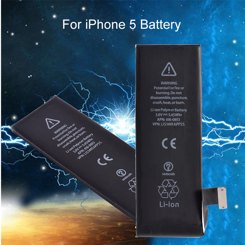 1440mAh 3,8 V батарея для iPhone 5 литий-ионная внутренняя Замена ж/гибкий кабель Мобильный телефон Встроенный литиевый аккумулятор для iPhone5