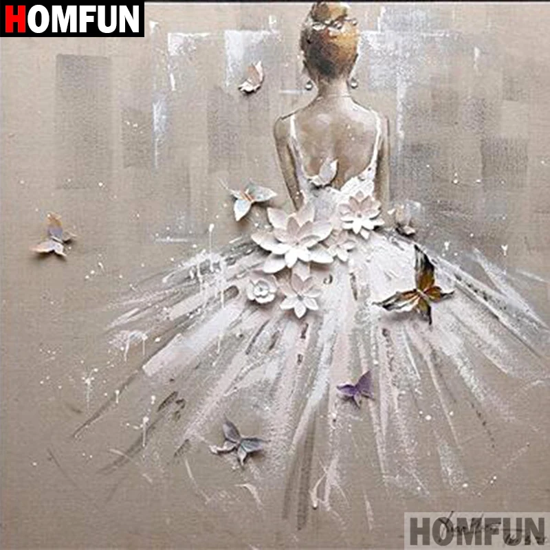 HOMFUN 5D DIY алмазная живопись полная квадратная/круглая дрель "Балетная девушка" 3D вышивка крестиком подарок домашний Декор подарок A08045