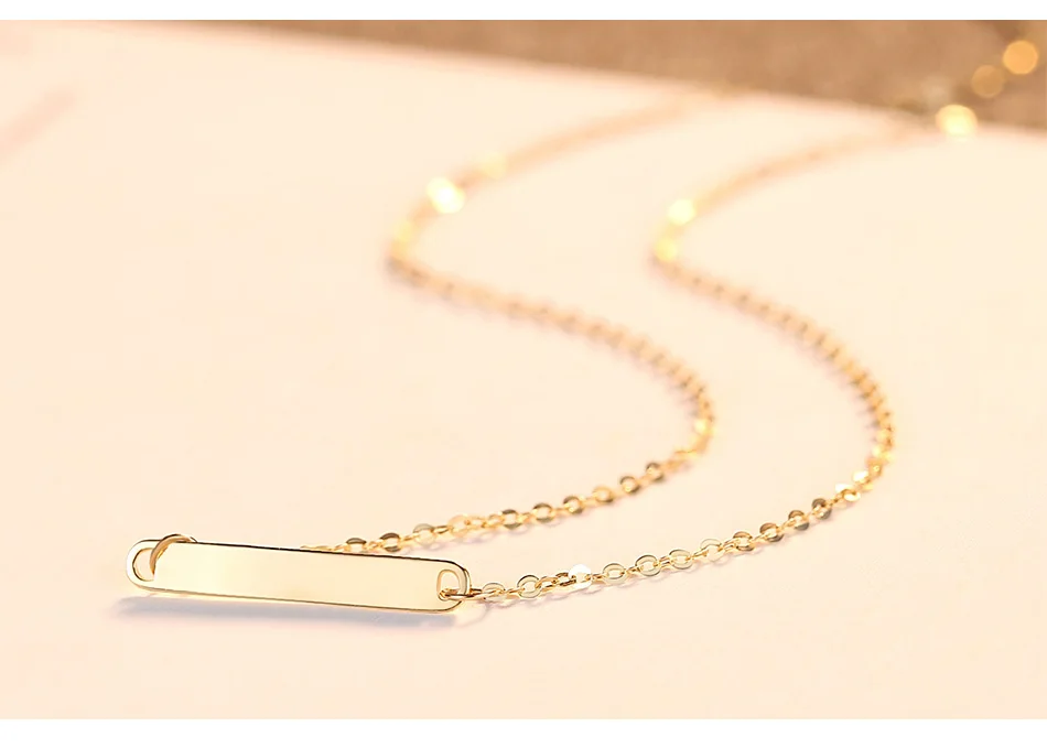 CZCITY, 14K золото, простое длинное ожерелье с подвеской для женщин, элегантное Очаровательное ожерелье на ключицу, 14K желтое золото, ювелирные изделия Au585